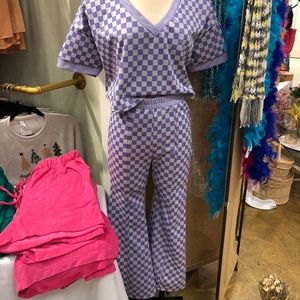 Purple longe checkered set